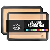 Zulay Kitchen (2 Pack) Silicone Baking Mat Sheet Set - Reusable Baking Mat Nonstick - Half Sheet Baking Mat for Oven (Size 16.5' x 11.6') - Dark Grey