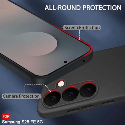 Image of TheGiftKart Sleek Back Cover Case for Samsung Galaxy S25 FE 5G | Slim Fit Protective Design | Ultra Matte Finish | Camera Protection Bump | Soft Silicon Back Case for Samsung S25 FE (Silicone, Black)