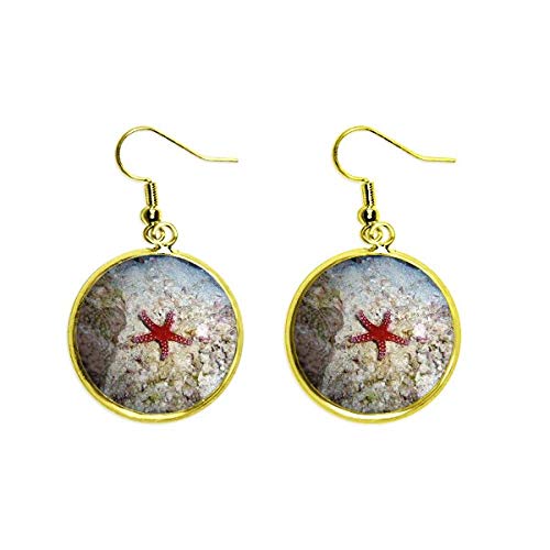 Pendientes de gota dorados estilo océano con estrella de mar para joyería de mujer
