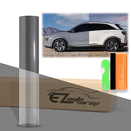 EZAUTO WRAP 12'x60' (1FTx5FT) PPF Paint Protection Film UV Clear to Smoke Black Headlight Taillight Fog Tint Photochromic Color Shift Changing Hydrophobic Clear Bra with Tool Kit