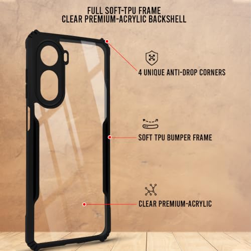 Image of Jkobi Hybrid Back Cover Case for Redmi A7 Pro 5G (Shockproof with Polycarbonate Clear Panel | Professional Black)