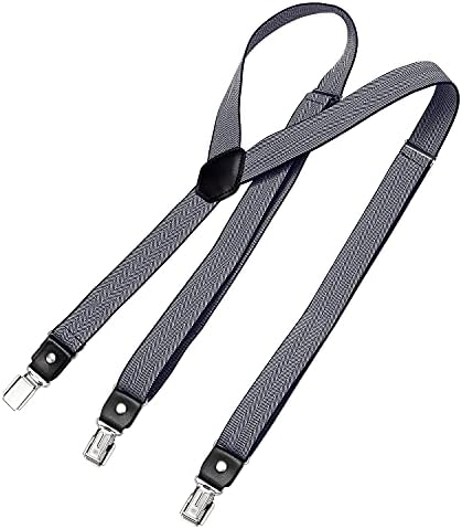 DonDon Braces for Men Trousers Men's Fashion Suspenders 2,5 cm 1,0" with 3 Clips in Y-Form Elasticated and Adjustable