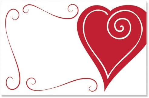 Pack Of 50, Heart Swirl Border Enclosure Card 3-1/2" x 2-1/4" Made In USA