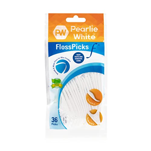 Pearlie White Floss Pick F 2-In-1 PTFE Mint Flossers 36ct