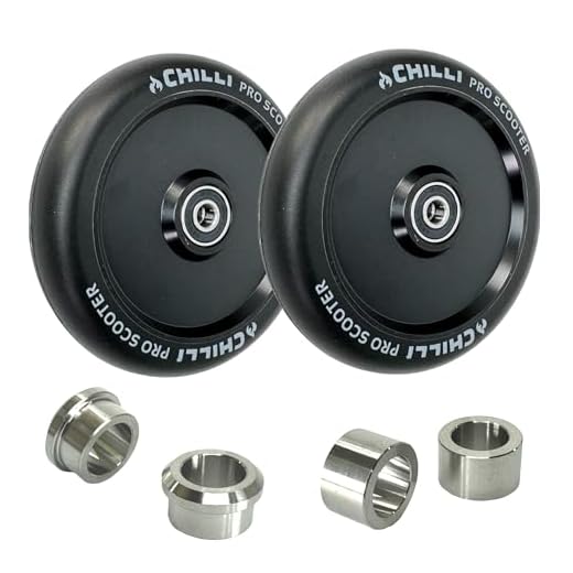 Pro Stunt-Scooter Hollowcore Rollen 120 mm SET+ Titan Spacer nur für Blunt Prodigy S6, S7, S8, S9, X, KOS S5, S6, Colt S5 passend (Schwarz)