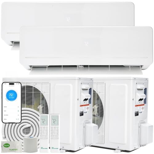 Image of YITAHOME 24000 BTU Mini Split AC /Heating System 20 SEER2 12000 BTU *2 Set | 12000 BTU*2 WiFi Enabled 230V Dual Zone Ductless Air Conditioner with 2 Outdoor Units, Enable Different Modes Simultaneously