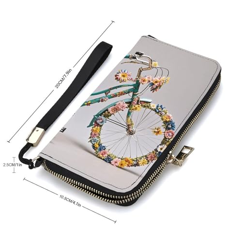 Flower Bicycle Wallet, Elegant Wristlet Wallet with Multi-Card Slots, PU Leather Long Purse for Women, Men2