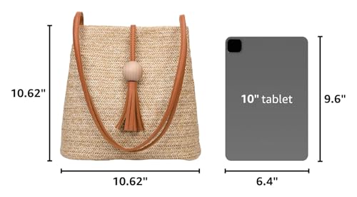 Bolso cruzado de playa tejido en paja mediano para mujer miniatura 3