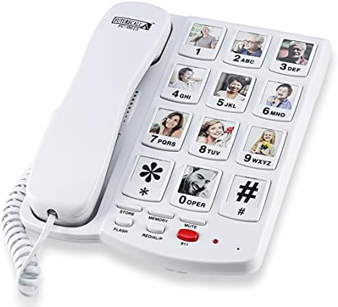 Future Call FC-0613 Picture Phone for Seniors w/10 One Touch Picture Memory Keys | Dementia Alzheimers Telephones for Seniors | Amplified Telephones for Hearing Impaired Seniors | 40db Volume Handset