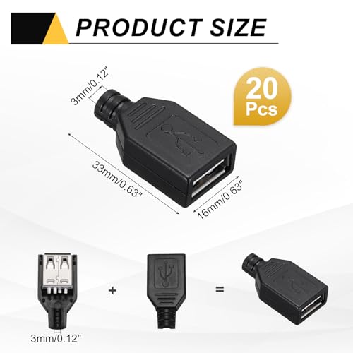 MECCANIXITY 20Pcs USB 2.0 Type A Female Plug Connector miniatura 2