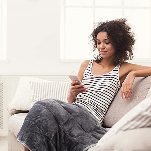 MAXTID Weighted Lap Blanket for Adults 8 Pounds Small Weighted Throw Blanket Travel Heavy Lap Pad Soft Velveteen Sofa Throw Blanket 39in x 23in 8 Lbs - Dark Grey, Machine Washable - Image 4