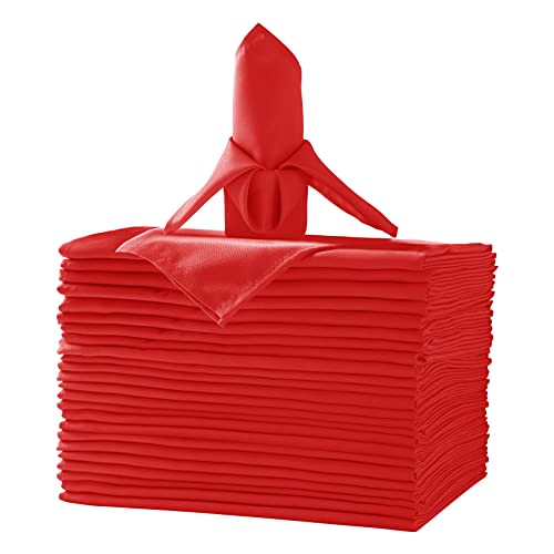 50pcs Polyester Cloth Napkins - 17 x 17 inch Red Dinner Washable Napkins with Hemmed Edges for Restaurant/Wedding/Hotel(50,Red)