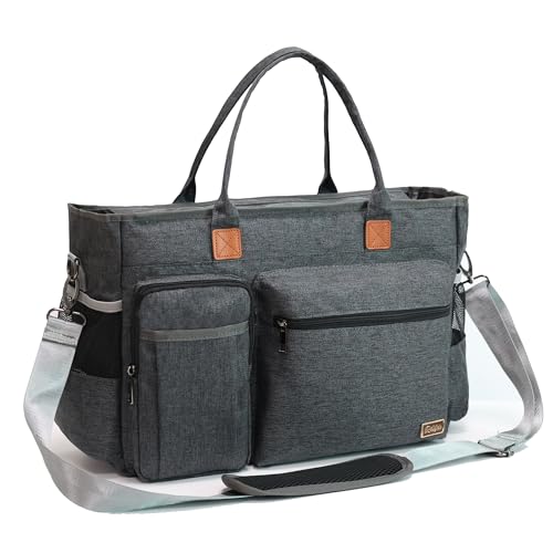Rabjen Bolsa de enfermeira para trabalho com capa acolchoada para laptop de 15,6 polegadas, bolsa de ombro para suprimentos médicos para cuidados de saúde em casa, cinza escuro, Cinza-escuro, Bolsa
