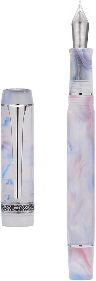 ASXDCP 万年筆、美しいピンク ホワイト F ペン先筆記インク ペン オフィス ビジネス スクール