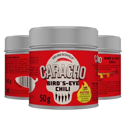 CARACHO Scoville - Lote de 10 copos de chile (50 g, 100 % extremadamente afilados), color blanco