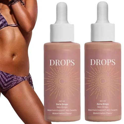 Gotas bronceadoras Z-eria | Gotas bronceadoras sin sol Z-eria de 60 ml | Gotas bronceadoras líquidas con ingredientes naturales para rostro y cuerpo | Gotas Autobronceadoras sin Daño Solar, 2 Piezas