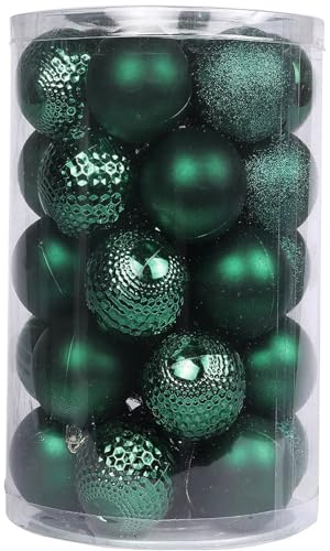 YYCRAFT 34ct Christmas Ball Ornaments 6CM for Xmas Tree Christmas Decorations Shatterproof Hooks Included (Dark Green, M)