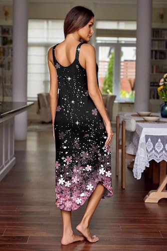 Image of Ekouaer Women's Sleeveless Nightgown Long Nightgowns for Women Full Slip Soft Nightshirt Wide Strap Sleepwear Lounge Dresses