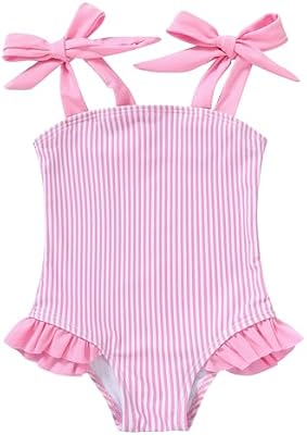 YOUNGER TREE Toddler Swimsuit Girl Color Block Stripe One-Piece Swimwear Baby Girl Bathing Suits （P...