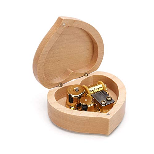 Caja de música de madera ZAW en forma de corazón para escritorio 6
