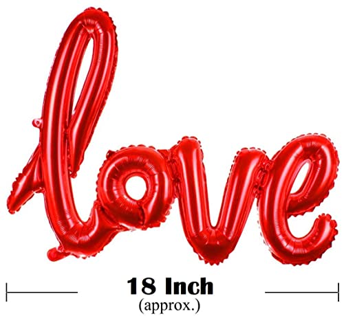 Image of HK Balloons Heart Shaped Balloon Birthday, Anniversary, Valentine Balloons for Decoration, (Love With Red heart foil Balloons -Pack of 11)