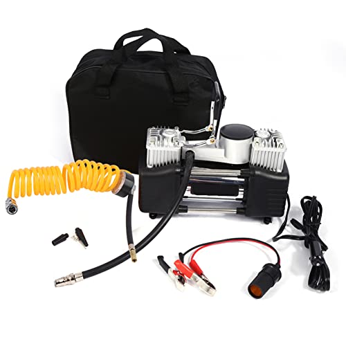 Fydun Compresseur d'air 150 Psi Gonfleur de Pneu de Voiture Kit Portable Pompe à Pression 12 V avec Pinces de Batterie Paire pour Pneus de Voiture, Vélo, Moto