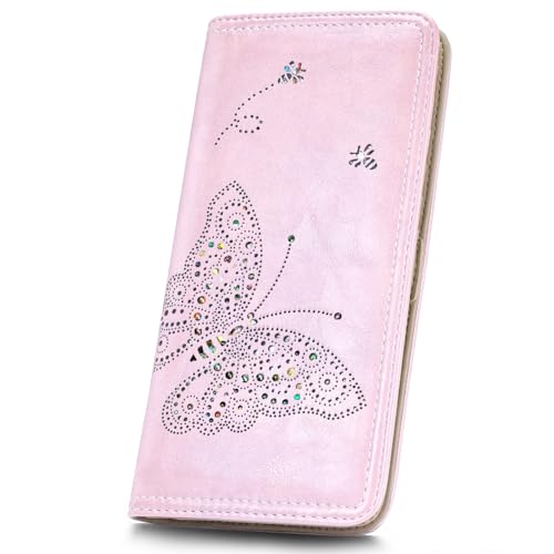 KITEVIUN RFID Wallet Women Ultra Slim Thin Womens Wallet Compact Clutch Long Ladies Wallet for Women LIGHT-PINK