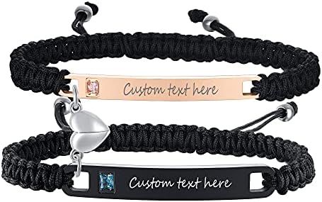 MEALGUET Personalized Couple Bracelet Customized Couple Bracelets Set Mutual Attraction Custom Name Relationship Bracelet Personalized Gift for Men Women