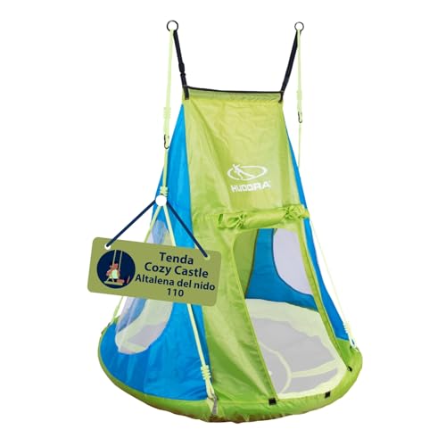 HUDORA Cosy Castle - Copertura per tenda HUDORA Nest Swing 110/120 pollici limone - Tenda a dondolo in poliestere per uso interno ed esterno - Baldacchino altalena per bambini e adulti