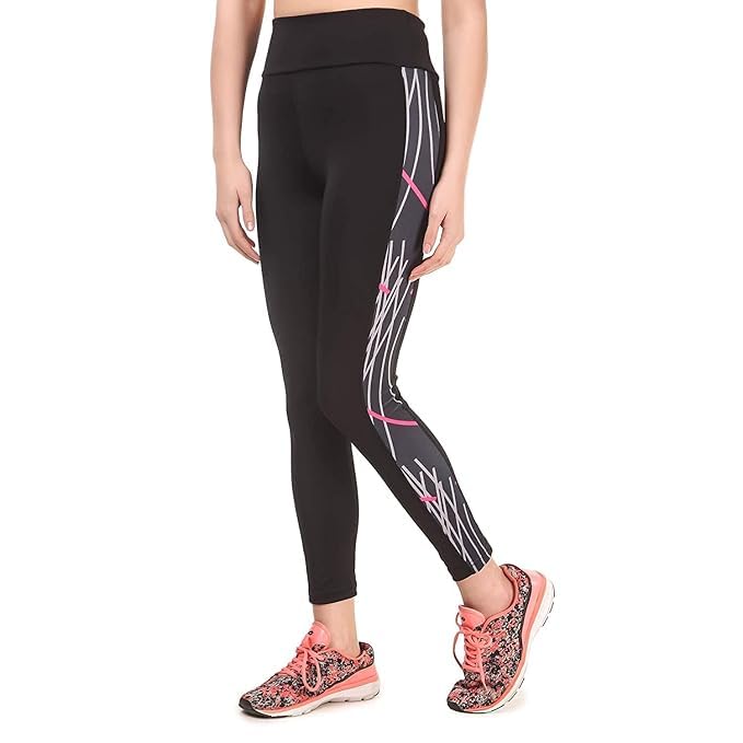 Image of NEVER LOSE Gym Wear Leggings Ankle Length Workout Tights /Stretchable Sports Leggings /Sports Fitness Yoga Track Pants with Pocket for Girls & Women (S, Classic11) Black CLASSIC11
