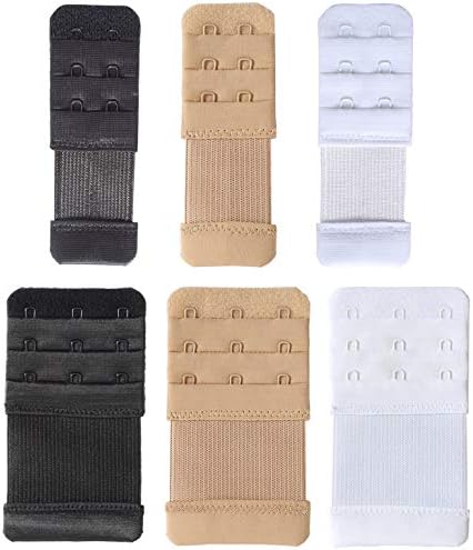 SAMGU 6 Pieces Women's Bra Extenders 2 Hook / 3 Hook Stretchy Bra Extension Strap (one size, 2 Hook 1/2 Inch & 3 hook 3/4 Inch)