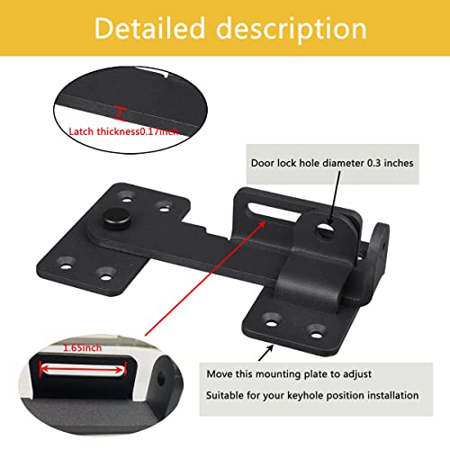 Vanroug Flip Latch Lock,90 Degre Heavy Duty Gate Latch With Padlock Hole,Safety Door Bolt Latch Lock,Barn Door Lock Suitable For Wooden Fences,Cabinets, Bathrooms, Toilets, Windows, Etc. #TOP2
