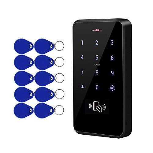FTSTech Sistema de Control de Acceso de Puerta Impermeable DC12V IP68 RFID Soporte 3000 Usuarios + 10 Llavero Azul (IC 13.56MHz)