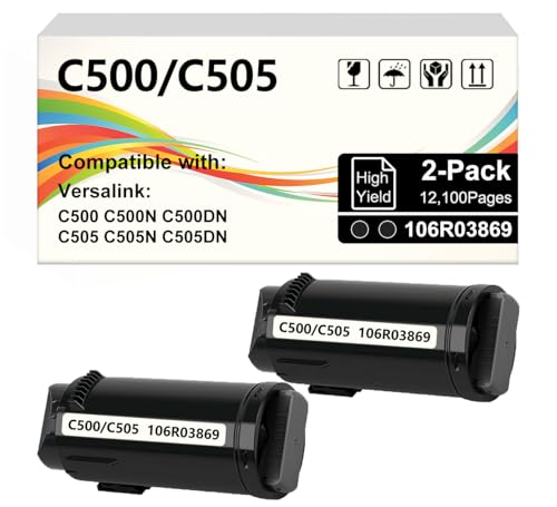 VersaLink C500/C505 Black High Capacity Toner Cartridge Compatible for VersaLink C500 C505 106R03869 Toner Cartridge for Versalink C500 C505 C500N C505N C500DN C505DN Printers (12,100Pages, 2-Pack)