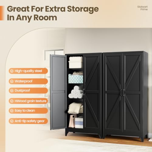 Image of Yizosh 75 inch H Tall Metal Kitchen Pantry Storage Cabinets Cupboard