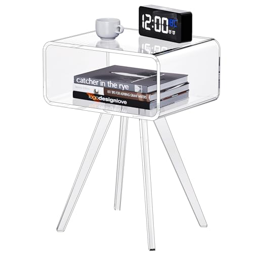 solaround Acryl Beistelltisch, Nachttisch für Schlafzimmer Wohnzimmer, Acryl Tisch, 42 x 30 x 55 cm (transparent)