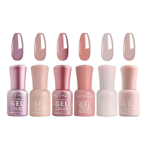 Esmaltes Semipermanentes en Gel Jelly 6 Colores, Pintauñas UV/LED Soak Off, Kit de Uñas en Gel para Manicura Natural (Conjunto Rosa desvestido 3)