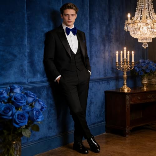 Image of Alizeal Velvet Pre-tied Adjustable Bow Tie for Men Oversize Formal Solid Tuxedo Bowtie