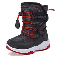 CIOR Winter Snow Boots for Boy and Girl Outdoor Waterproof with Fur Lined(Toddler/Little Kids) U122WXZ580.EL-Black.Red-25
