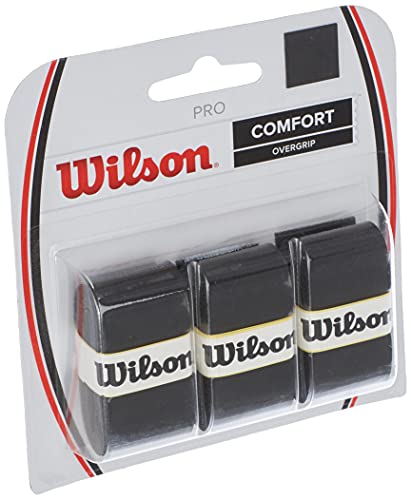 WILSON Raquete de tênis Pro Comfort Overgrip Pro Comfort, preta, pacote com 3
