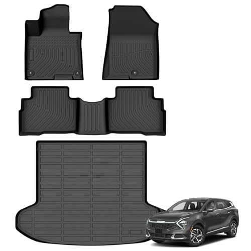 Floor Mats for Kia Sportage Hybrid 2023-2025 2026 (Only for HEV Not for PHEV) TPE Waterproof Non-Slip All Weather Protection Custom (Floor Mats & Cargo Liner)