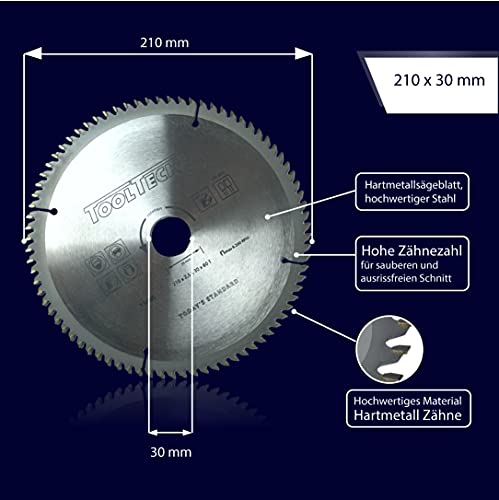 Kreissägeblatt für Aluminium Profi 210 x 30 mm mit 80 Zähnen
