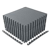 LEADZM 18-72 Stück Grau Bodenschutzmatte Set 30x30cm, Puzzlematte Eva Sportmatte, Schutzmatten, Gymnastikmatte, Fitnessmatte, für Kinderzimmer, Fitnessstudio, Laufband (18)