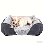 JOEJOY Large Dog Bed Pet Sofa Bed, Super Soft Comfy Wool Fleece Dog Bed with Striped Corduroy Design, Washable Dog Bed For Border Collie, 76x61x23cm