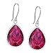 Gem Stone King 19.24 Cttw Red Created Ruby Dangle Earrings For Women | 925 Sterling Silver | Pear Shape 16X12MM | Fine Jewelry Gifts for Her Mom Women Wife