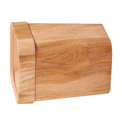 Poubelle multifonction fermé plastique motif grain bois seau ordures