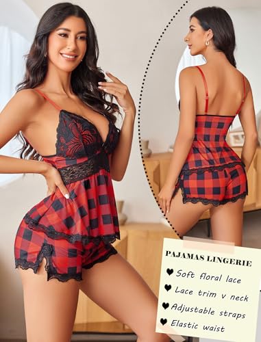 Image of Avidlove Womens Sweetness Cami Set Lace Camisole Lingerie Nightwear Sexy Pajamas Lounge Sets