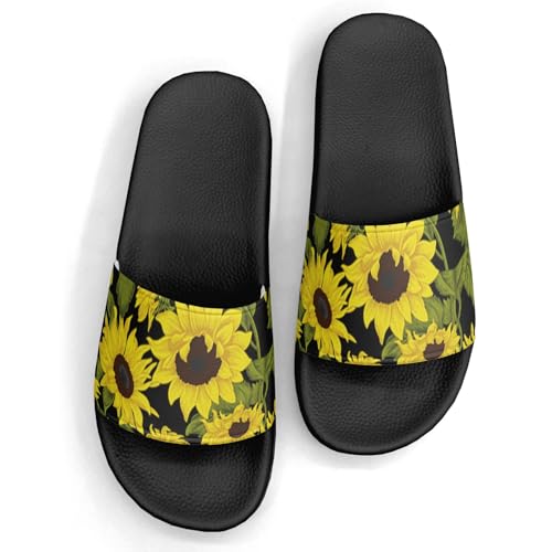 Pitovozu Beautiful Yellow Sunflowers Slippers for Women Men Comfotable Sandals Non Slip Home Bedroom Pool Shower Outdoor Slide Slippers - Main Image