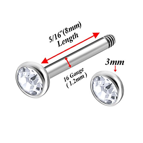 Bodyjewellery 2Pcs 16G 5/16 Barbell Ear Cartilage Tragus Forward Helix Lobe Stud Auricle Eyebrow Surgical Steel Halfball - Cl #TOP1