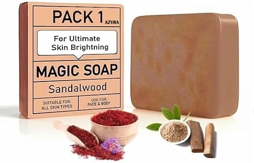 AZYRA RK Sandalwood Magic Soap for Skin Brightening – Natural Sandalwood Bath Bar for Face & Body, Suitable for All Skin T...